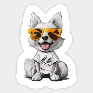 Holiday Dog - Summer Cute Drawing stye - with sunglasses Sticker